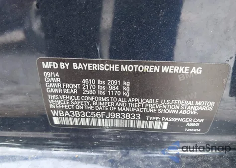 2015 BMW 328 xDrive from USA, damaged, VIN WBA3B3C56FJ983833